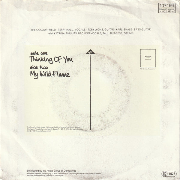 The Colour Field* : Thinking Of You (7", Single)