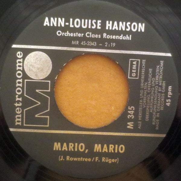 Ann-Louise Hanson : Alles Gute Wünsch' Ich Dir / Mario, Mario (7", Single)
