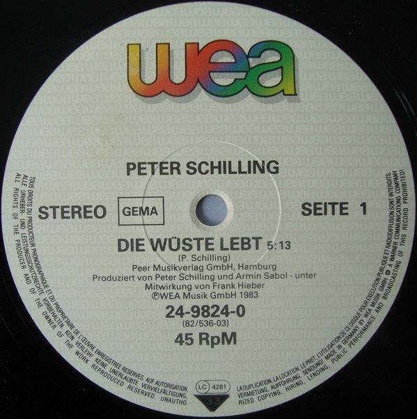 Peter Schilling : Die Wüste Lebt (Alarmsignal ...) (12", Maxi, Ltd)