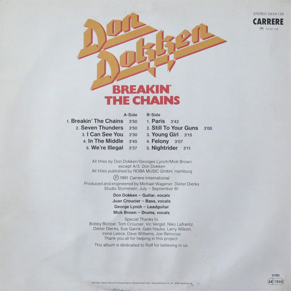 Dokken : Breakin' The Chains (LP, Album)