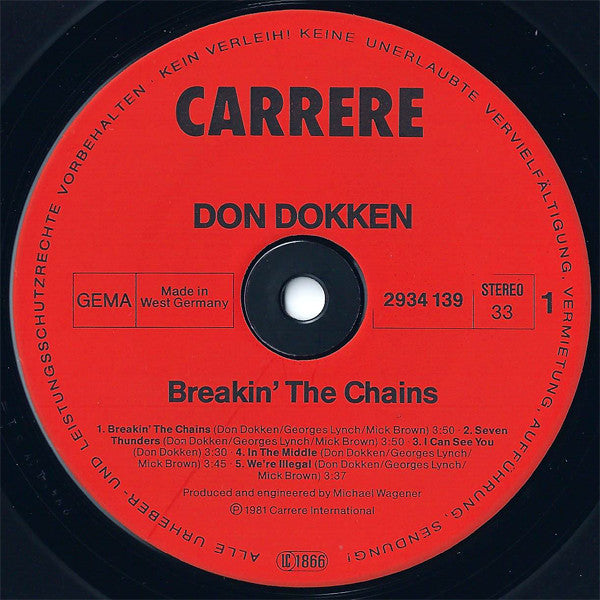 Don Dokken* : Breakin' The Chains (LP, Album)