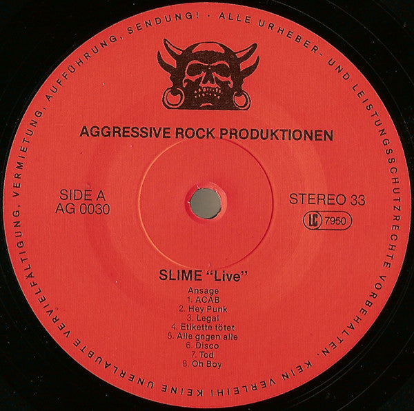 Slime : Live (Pankehallen 21.1.1984) (LP, Album)