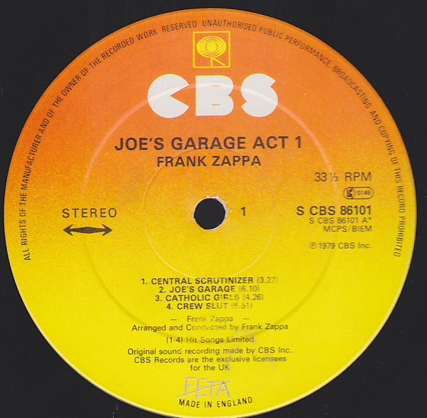 Frank Zappa : Joe's Garage Act I (LP, Album)