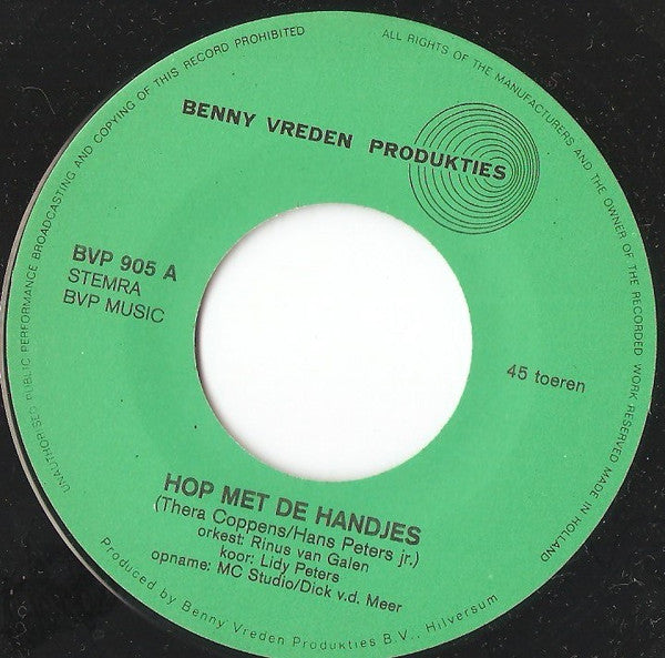 Thera Coppens, Hans Peters Jr. : Hop Met Die Handjes / Het Ape-Masker (Verhaaltje) (7", Single)