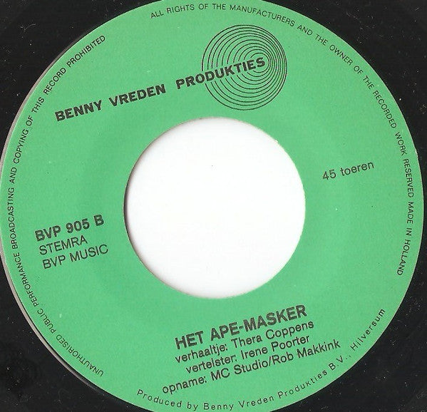 Thera Coppens, Hans Peters Jr. : Hop Met Die Handjes / Het Ape-Masker (Verhaaltje) (7", Single)