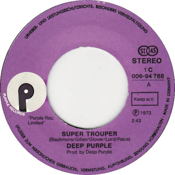 Deep Purple : Super Trouper / Blood Sucker (7", Single)