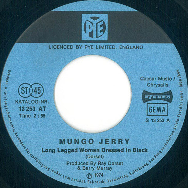 Mungo Jerry : Long Legged Woman Dressed In Black (7", Single)