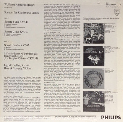 Mozart*, Ingrid Haebler, Henryk Szeryng : Sonaten Für Klavier Und Violine, KV 547, KV 303 Und KV 302 Variationen Über "La Bergère Célimène" KV 359 (LP)