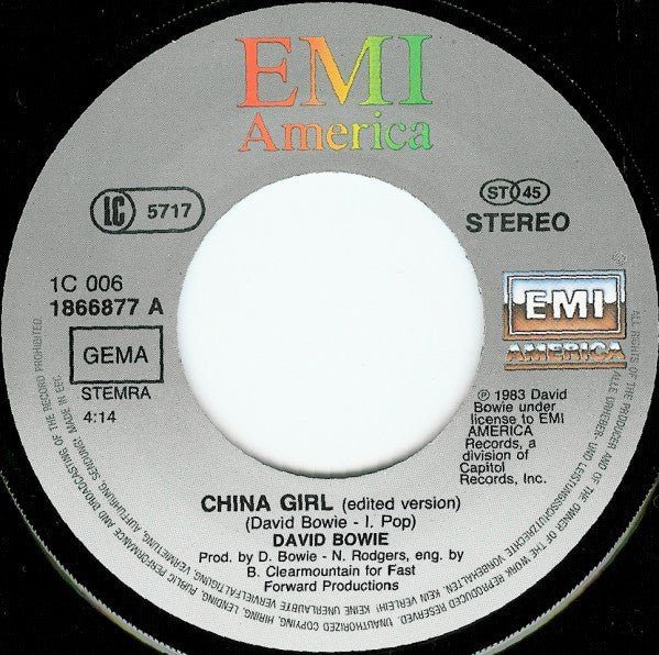 David Bowie : China Girl (7", Single)