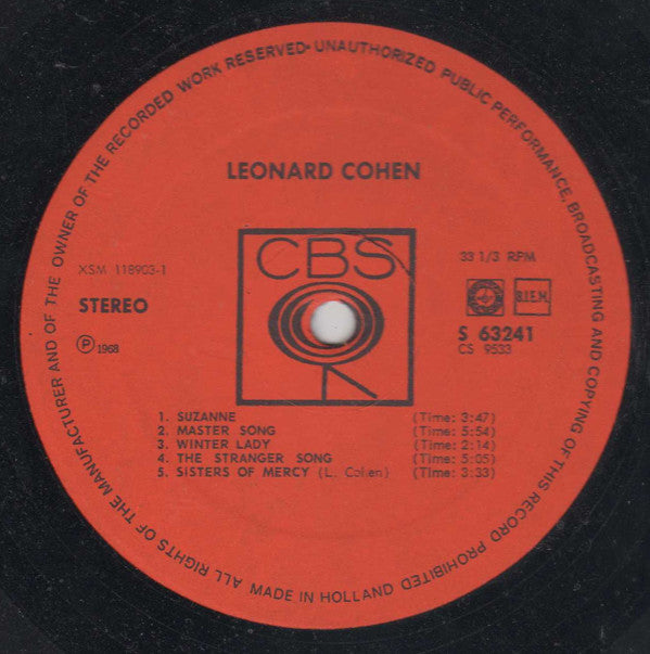 Leonard Cohen : Songs Of Leonard Cohen (LP, Album)