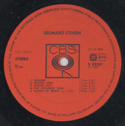 Leonard Cohen : Songs Of Leonard Cohen (LP, Album)