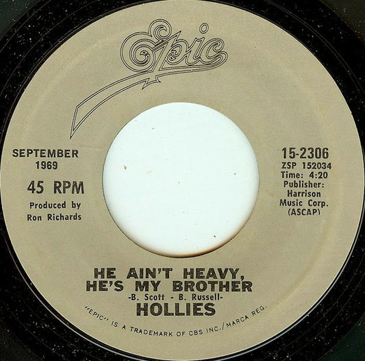 The Hollies : He Ain't Heavy, He's My Brother (7", RE, Pit)