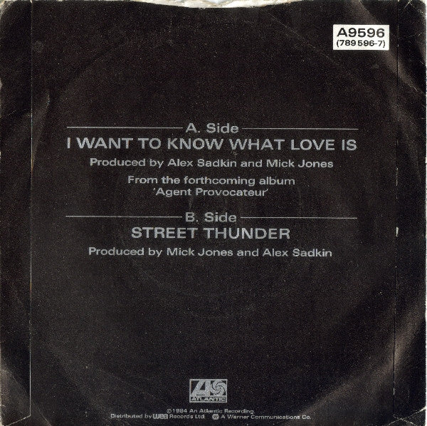 Foreigner : I Want To Know What Love Is (7", Single, Sil)