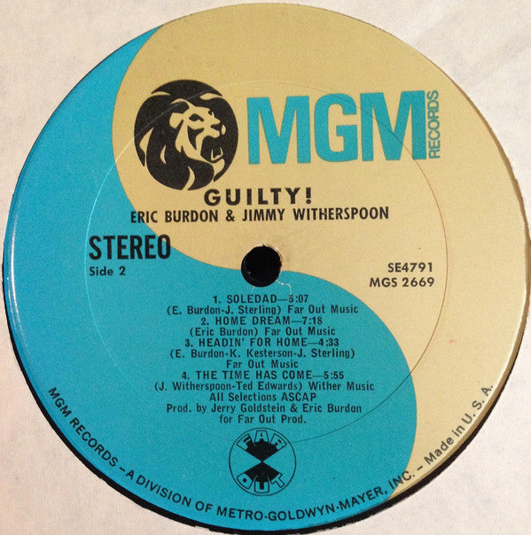 Eric Burdon & Jimmy Witherspoon : Guilty! (LP, Album, Gat)