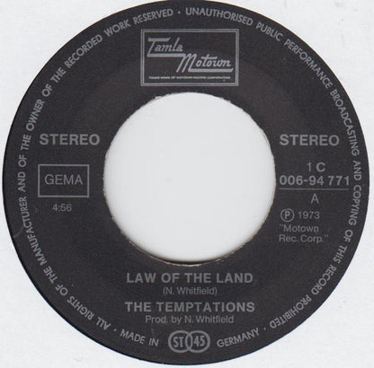 The Temptations : Law Of The Land (7", Single)