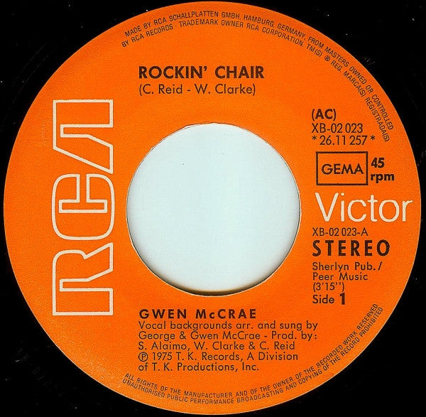 Gwen McCrae : Rockin' Chair (7", Single)