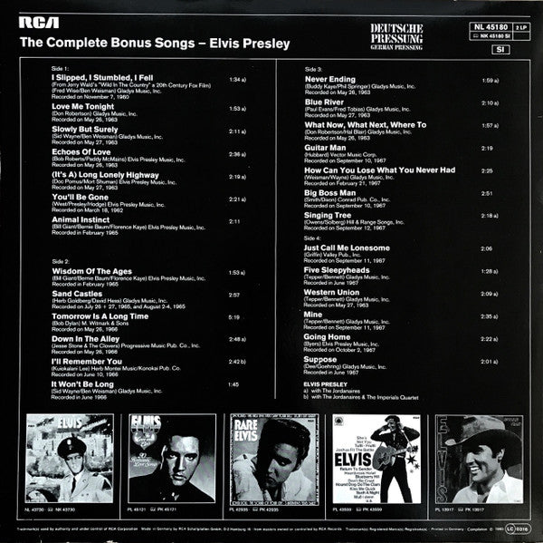 Elvis Presley : The Complete Bonus Songs (2xLP, Comp)