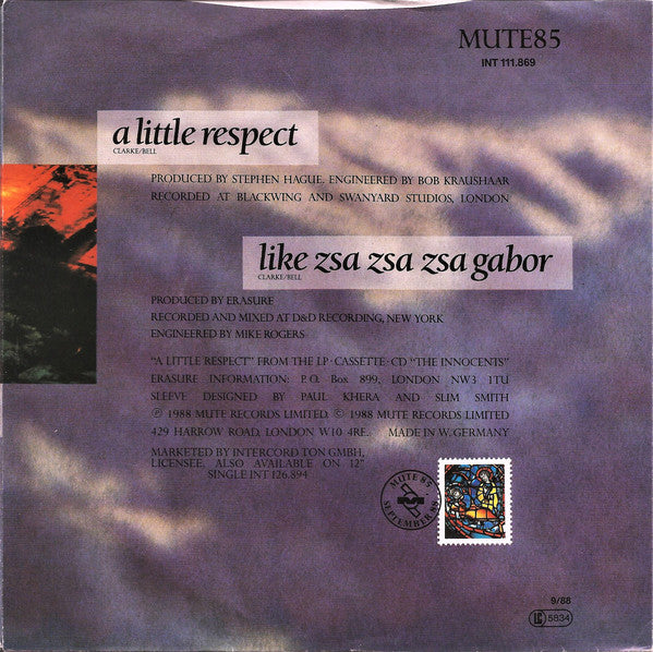 Erasure : A Little Respect (7", Single)
