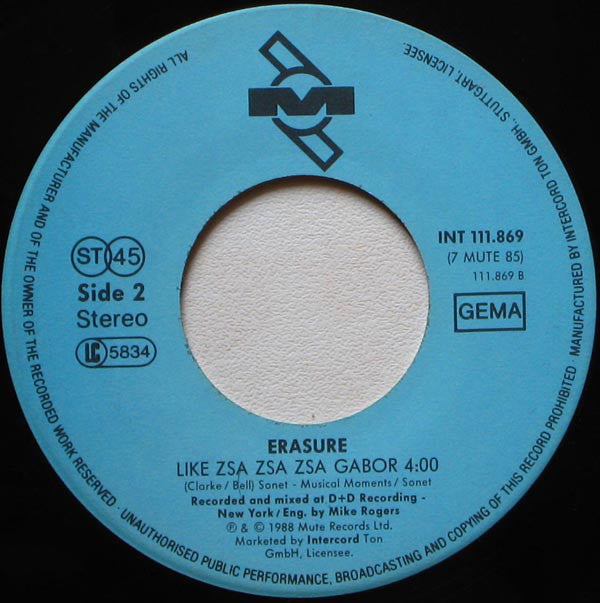 Erasure : A Little Respect (7", Single)