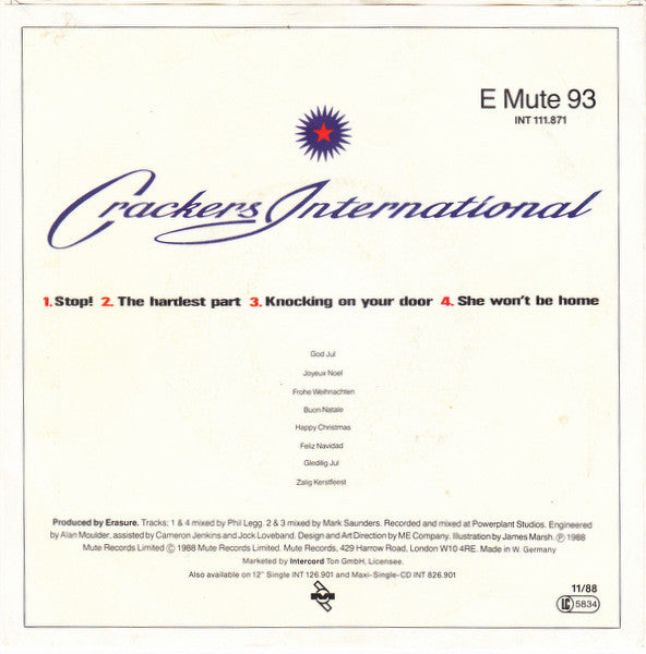 Erasure : Crackers International (7", EP)