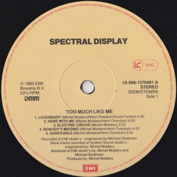 Spectral Display : Too Much Like Me (LP, Album)