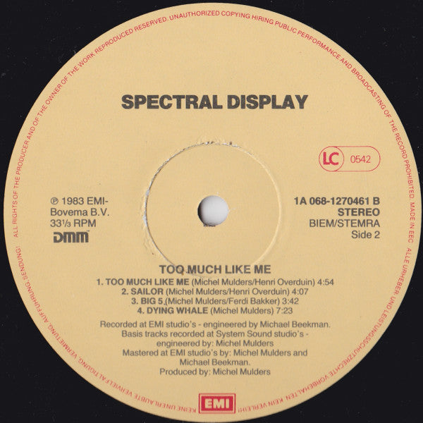 Spectral Display : Too Much Like Me (LP, Album)