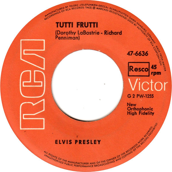Elvis Presley : Blue Suede Shoes / Tutti Frutti (7", Single, RE)