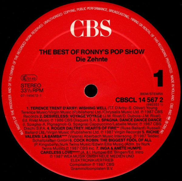 Various : The Best Of Ronny's Pop Show - Die Zehnte (LP, Comp, Club)