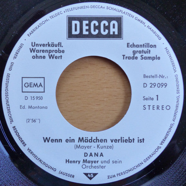 Dana (9) : Wenn Ein Mädchen Verliebt Ist / Meine Erste Liebe (7", Single, Promo)