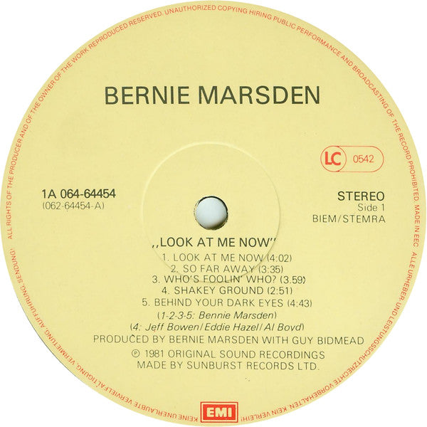 Bernie Marsden : Look At Me Now (LP, Album)
