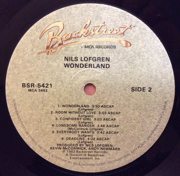 Nils Lofgren : Wonderland (LP, Album, Glo)