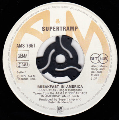 Supertramp : Breakfast In America (7", Single)