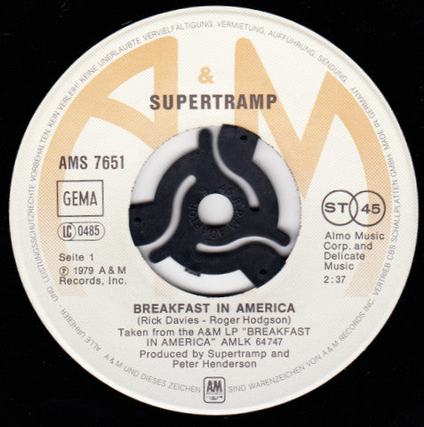 Supertramp : Breakfast In America (7", Single)