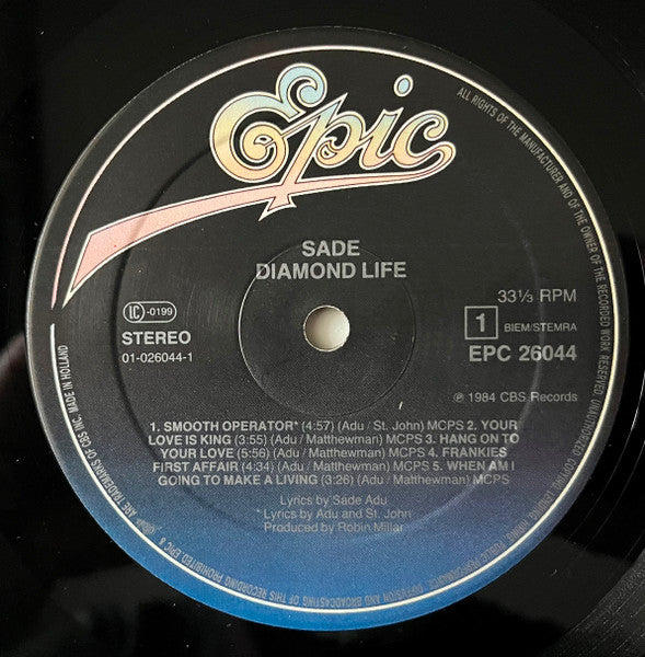 Sade : Diamond Life (LP, Album, Dar)