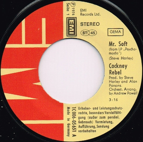 Cockney Rebel : Mr. Soft (7", Single)