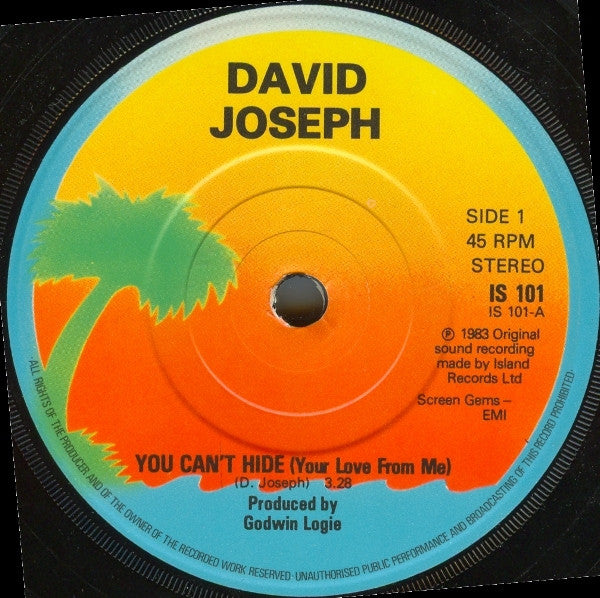 David Joseph : You Can't Hide (Your Love From Me) (7", Sol)