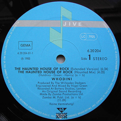 Whodini : The Haunted House Of Rock (12", Single)