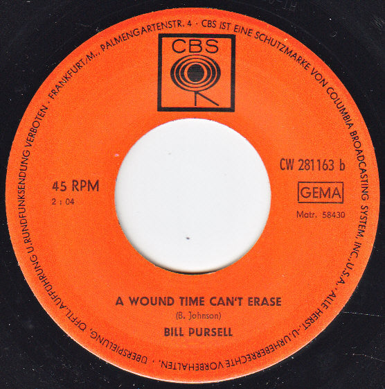 Bill Pursell : Our Winter Love (7", Single, Mono)