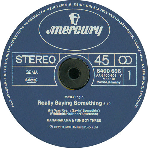 Bananarama & Fun Boy Three : Really Saying Something (12", Maxi)