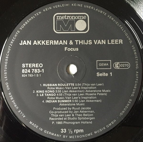 Jan Akkerman & Thijs Van Leer : Focus (LP, Album)