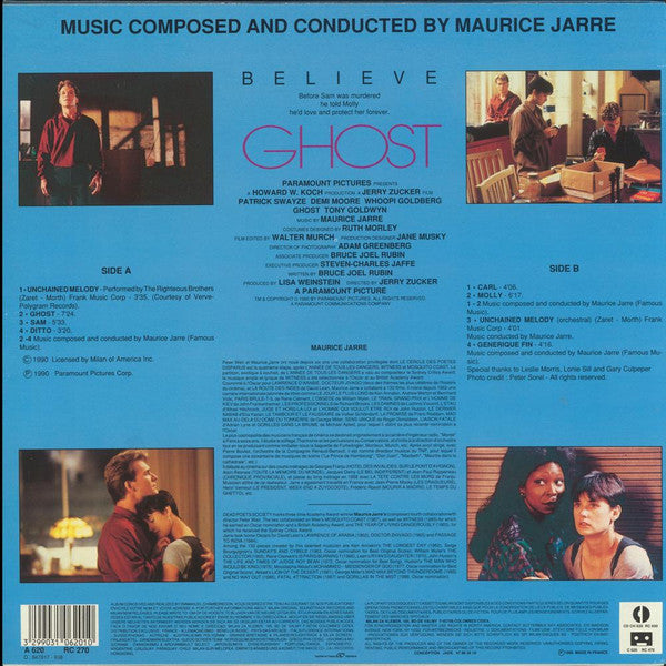 Maurice Jarre : Ghost (Original Motion Picture Soundtrack) (LP, Album)