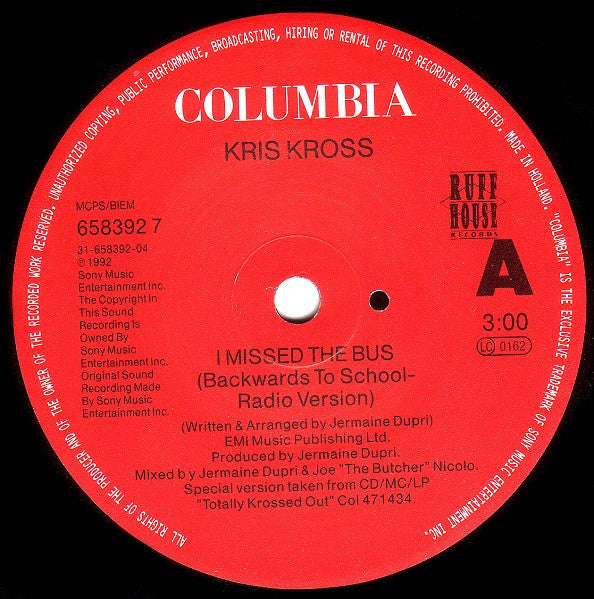 Kris Kross : I Missed The Bus (7", Single, Sti)