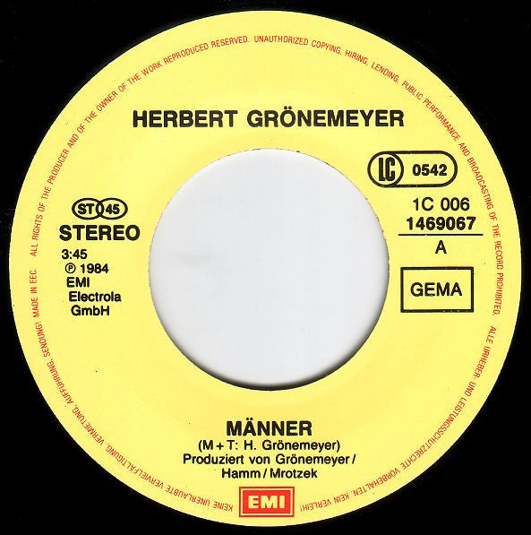 Herbert Grönemeyer : Männer (7", Single)