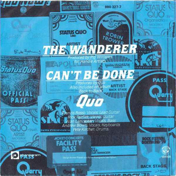 Status Quo : The Wanderer (7", Single)
