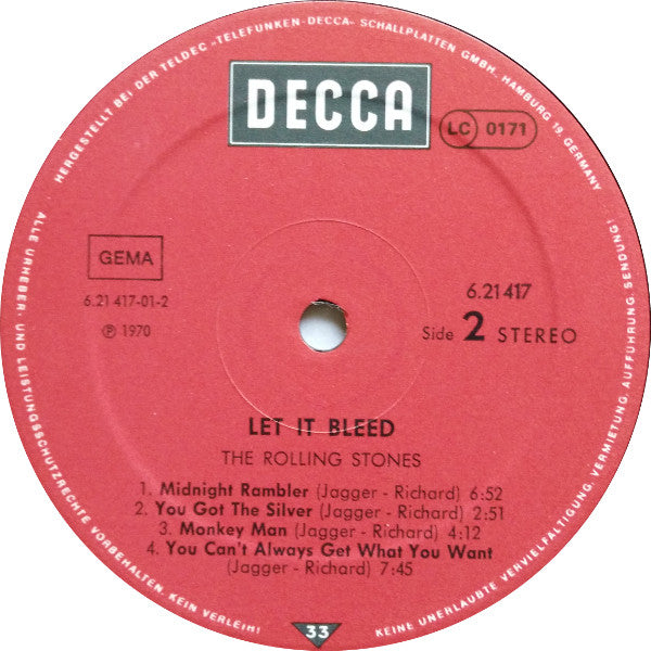 The Rolling Stones : Let It Bleed (LP, Album, RE)