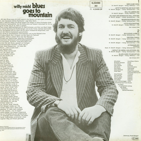 Willy Michl : Blues Goes To Mountain (Wer Is Mei Wind)  (LP, Album, RE)