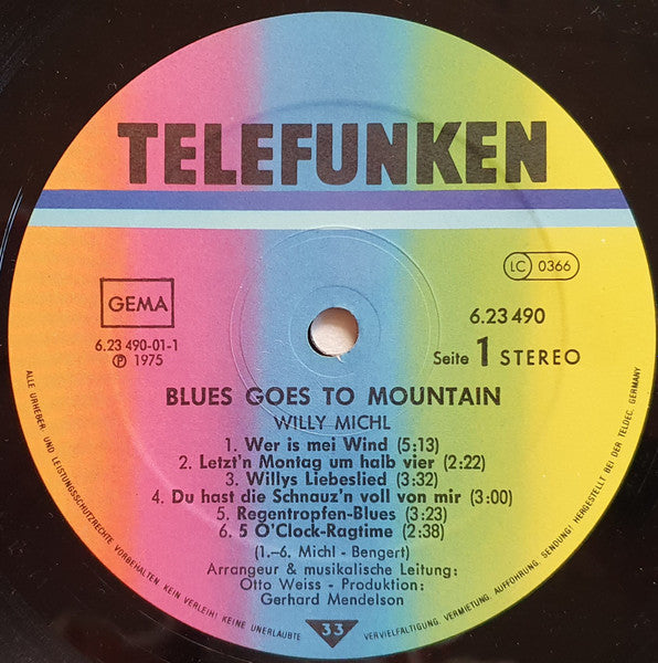 Willy Michl : Blues Goes To Mountain (Wer Is Mei Wind)  (LP, Album, RE)