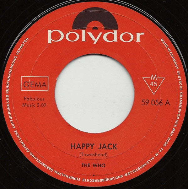 The Who : Happy Jack / I've Been Away (7", Single, Mono)