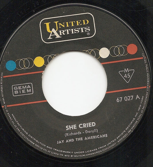 Jay And The Americans* : She Cried (7", Single, Mono)