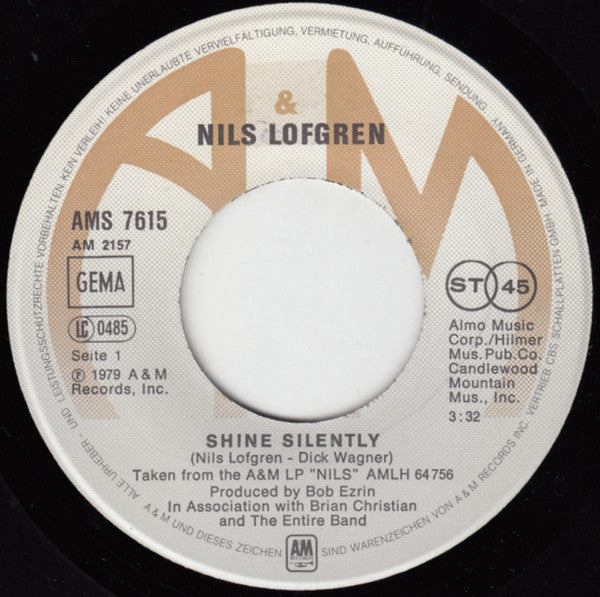 Nils Lofgren : Shine Silently (7", Single)